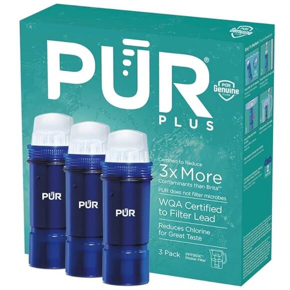 PUR Plus Water Filter Replacement for Pitchers & Dispensers, 3 Count, Blue - Picture 1 of 3